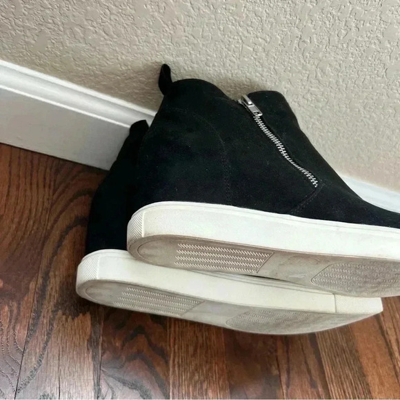 Madden Girl Steve Madden Piperr Wedgie Sneaker Bootie Black Size 10 Side Zip $95 - Picture 12 of 16